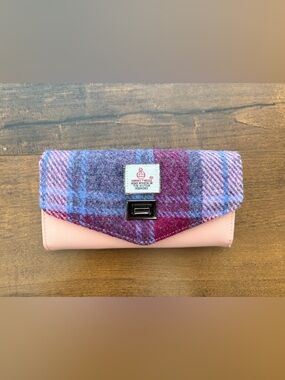 Harris Tweed Islander Pink & Plaid Envelope Wallet